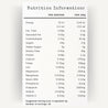 Baobab Nutrition information table for a product with serving size and per 100g values.